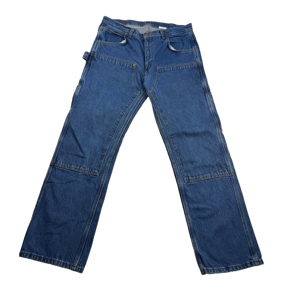 Vintage Key Double Knee Carpenter Jeans Mens 36x32 Blue Denim Workwear USA 90s